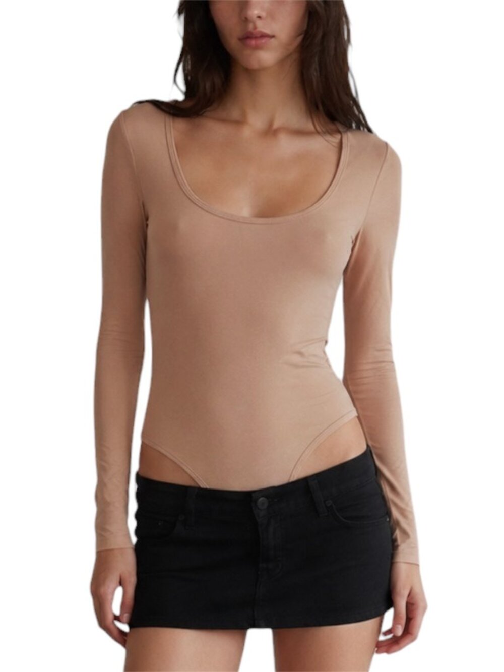 Size XS Abercrombie & Fitch Soft AF Collection Light Brown Long Sleeve Bodysuit